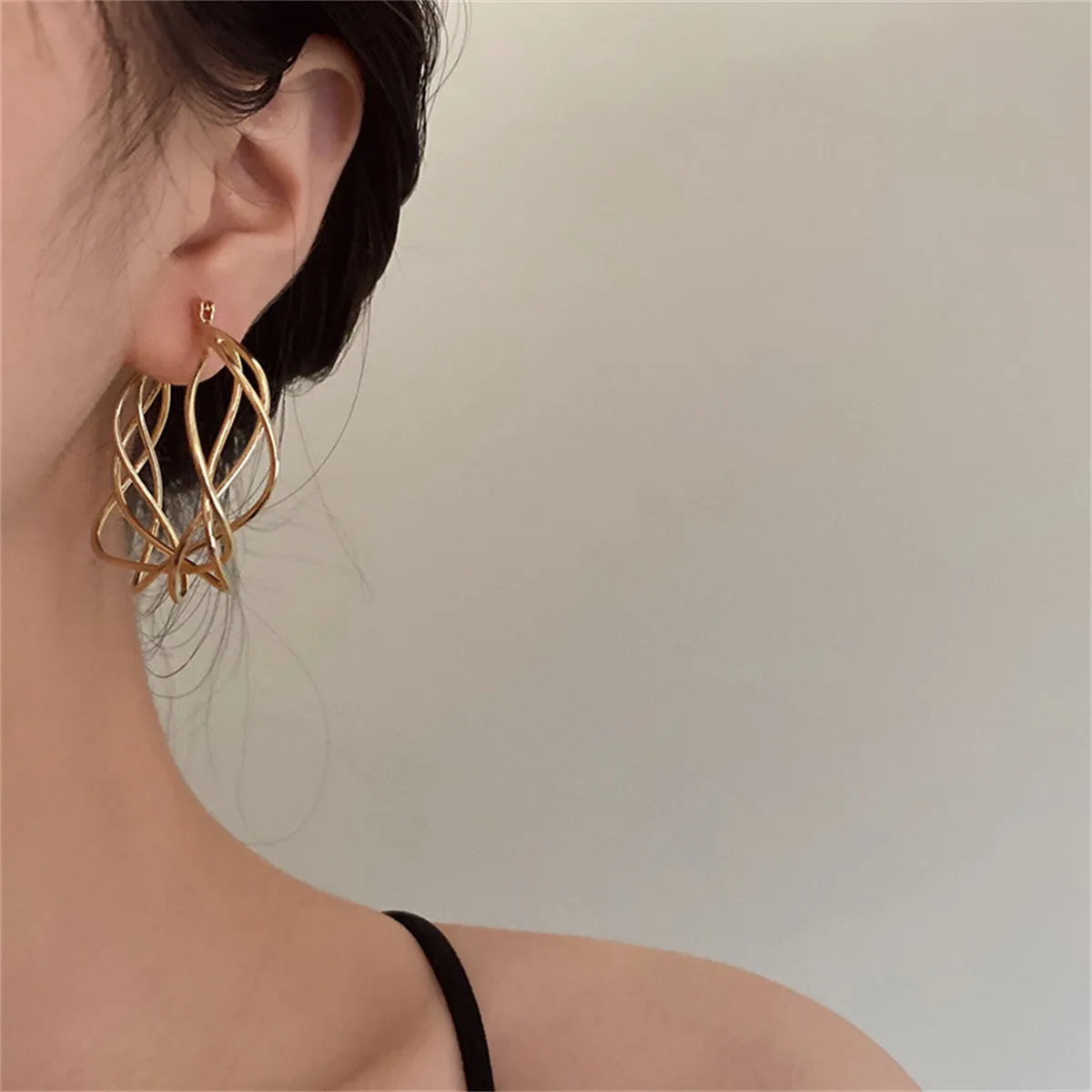 18K Gold-Plated Abstract Nest Hoop Earrings