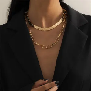 18K Gold-Plated Snake Chain Necklace Set