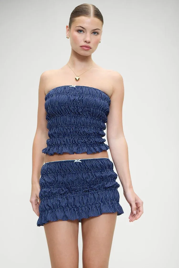 Jolie Crepe Strapless Top in Dotty
