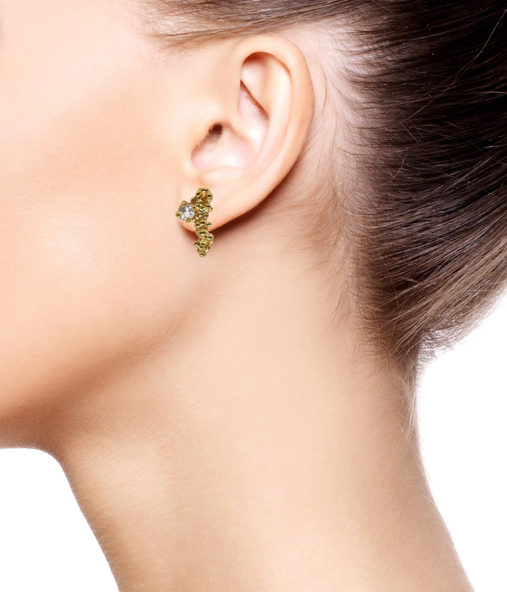 Mammatus Earrings Gold with White Topaz