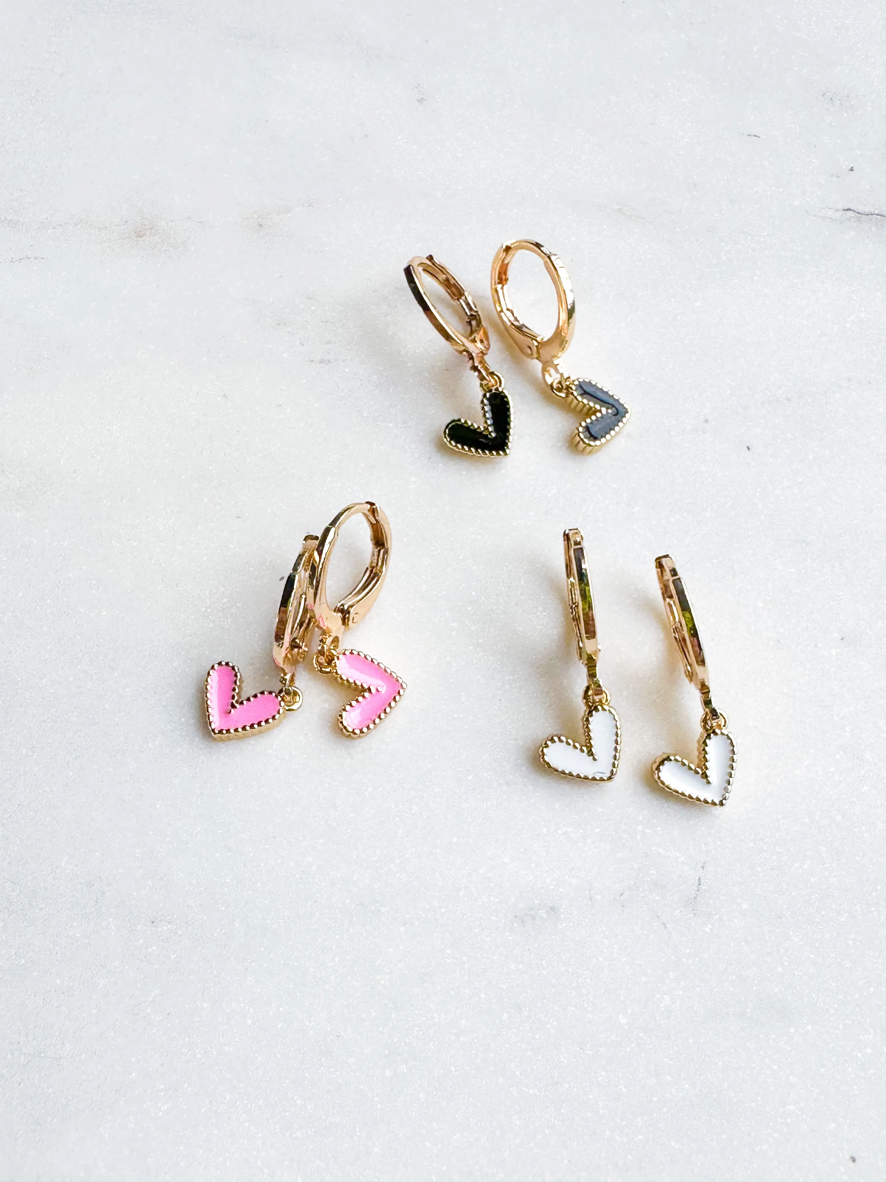 Mini White Heart Earrings