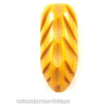 Vintage Bakelite Dress Clip Carved Yellow Green 1930S