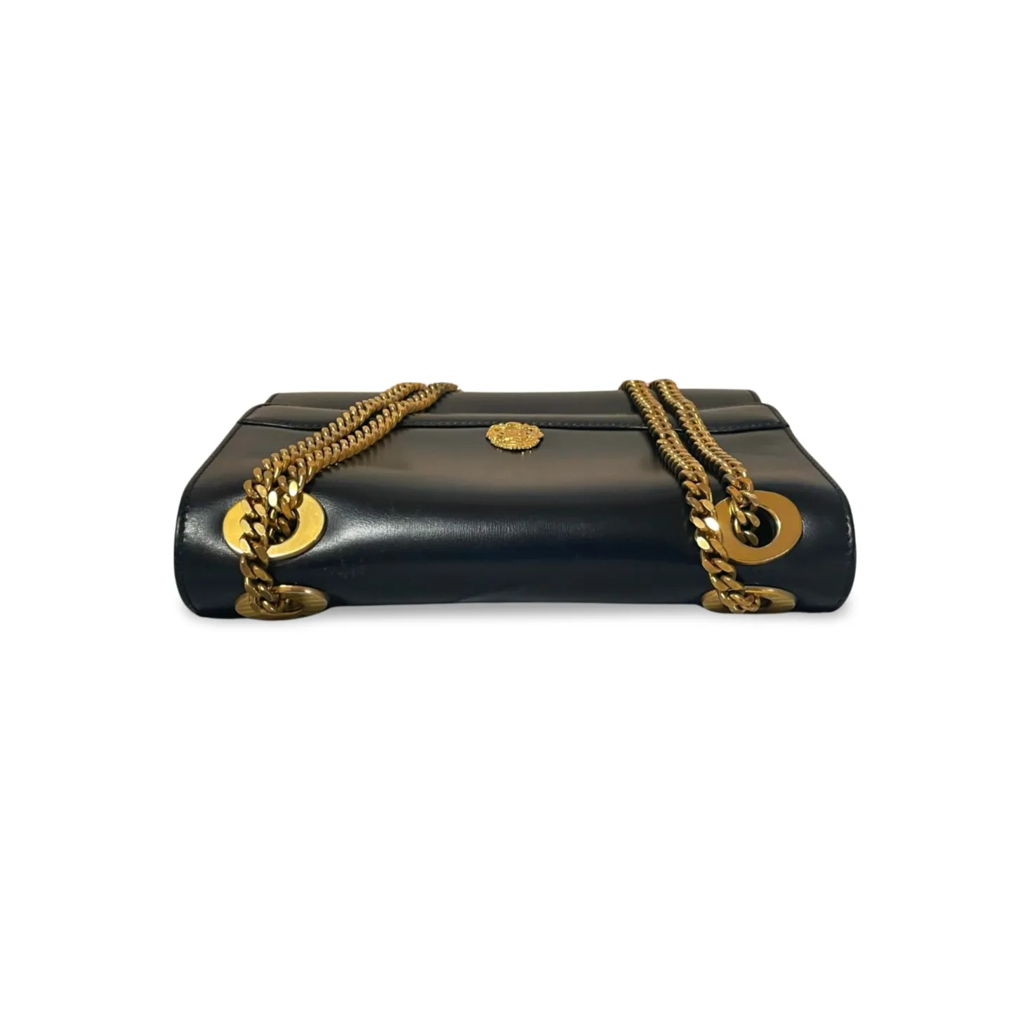 Vintage CELINE black leather shoulder bag with golden triomphe logo motif. Rare Celine purse. 060723ac4