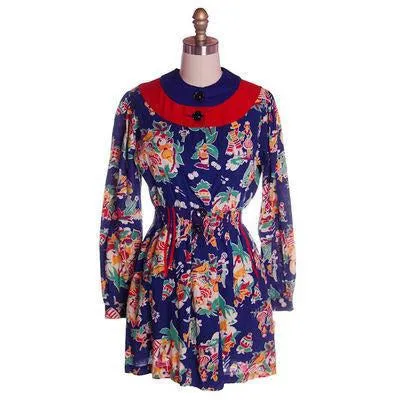 Vintage Printed Smock or Robe Fab 1940s Rare Mexican Print 36-28-44 NWOT