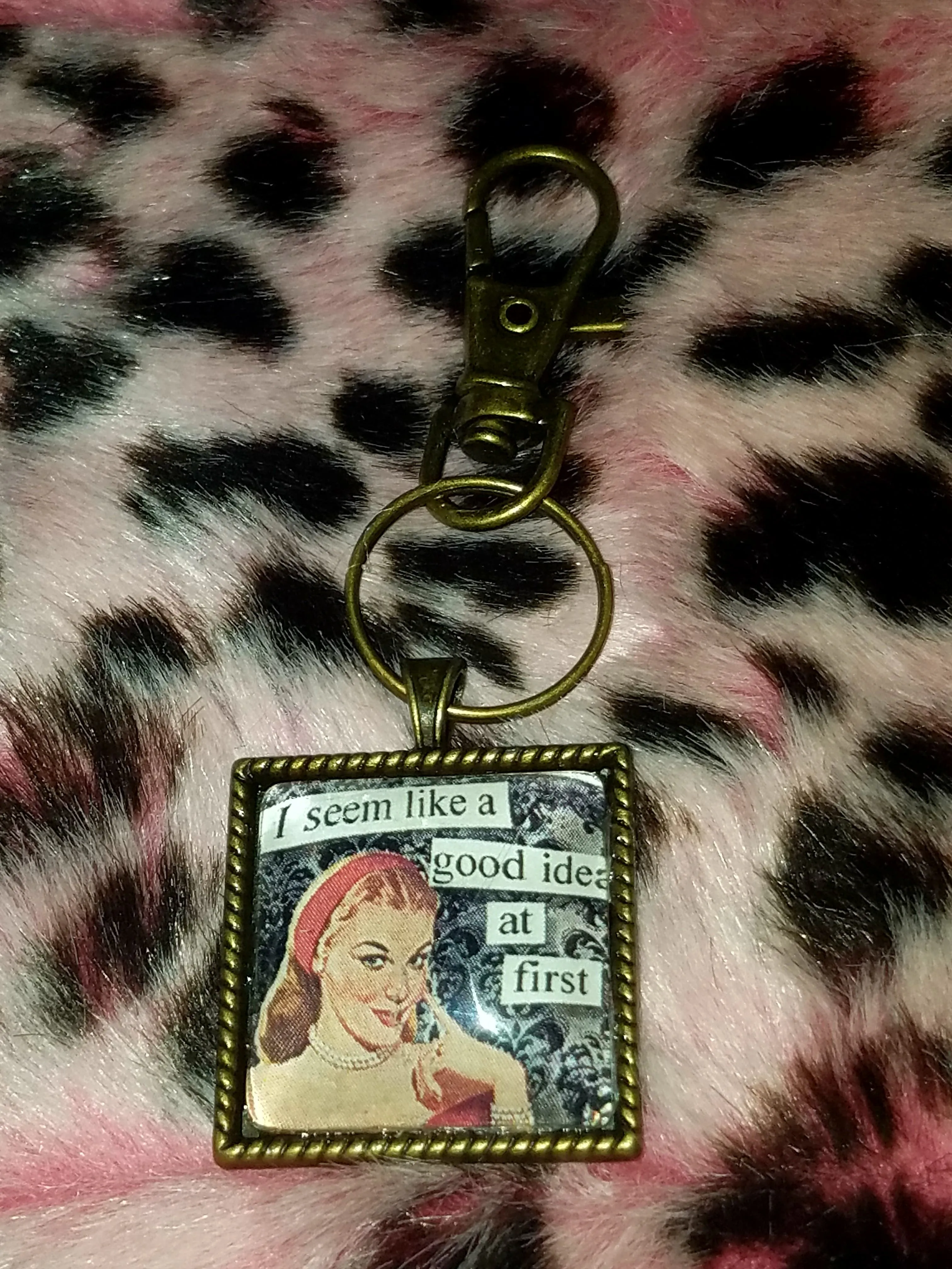 Vintage Sass Cabochon Key Chain